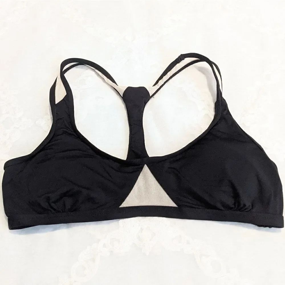 L*Space Black White Mesh Bikini Top Swimsuit Swim